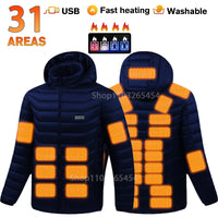 Waterproof USB Heated Jacket, Up to 31 Zones