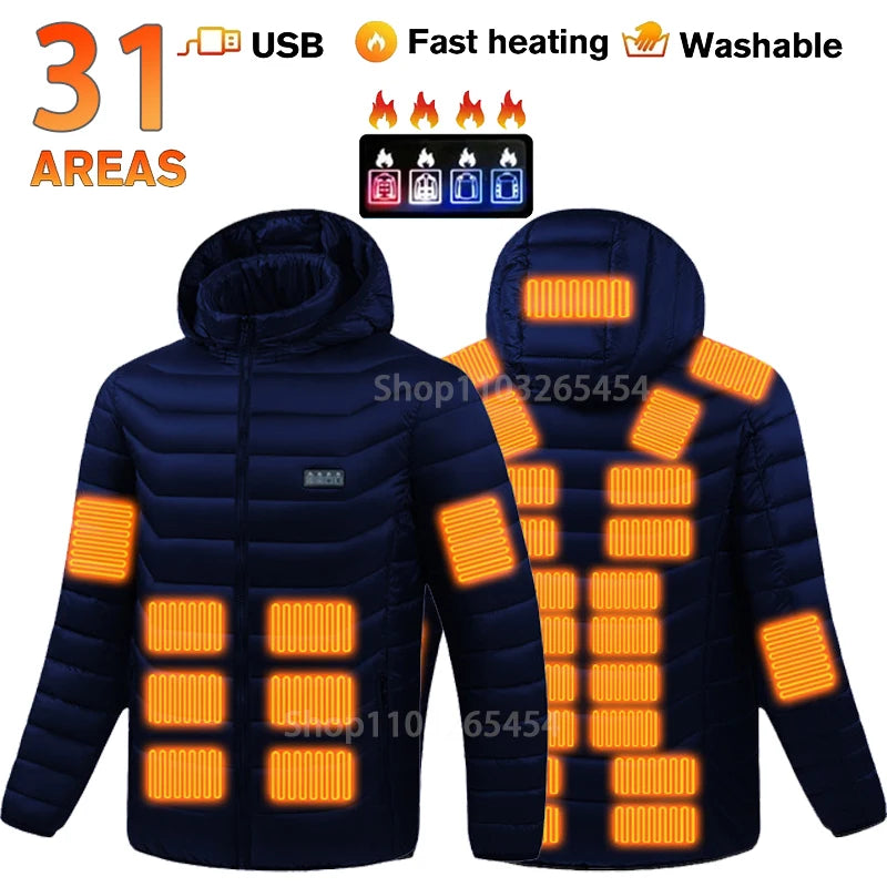 Waterproof USB Heated Jacket, Up to 31 Zones