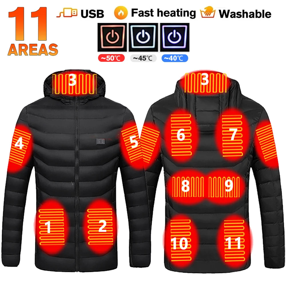 USB Heated Jacket Hoodie, Up to 31 Zones