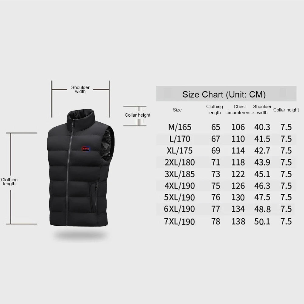 23-Zone Heated Cotton Vest, V-Neck, M-7XL