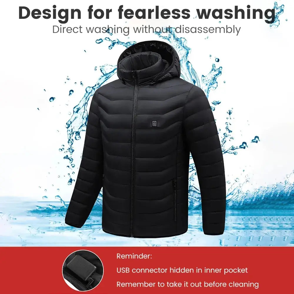 USB Heated Down Jacket, Up to 21 Zones