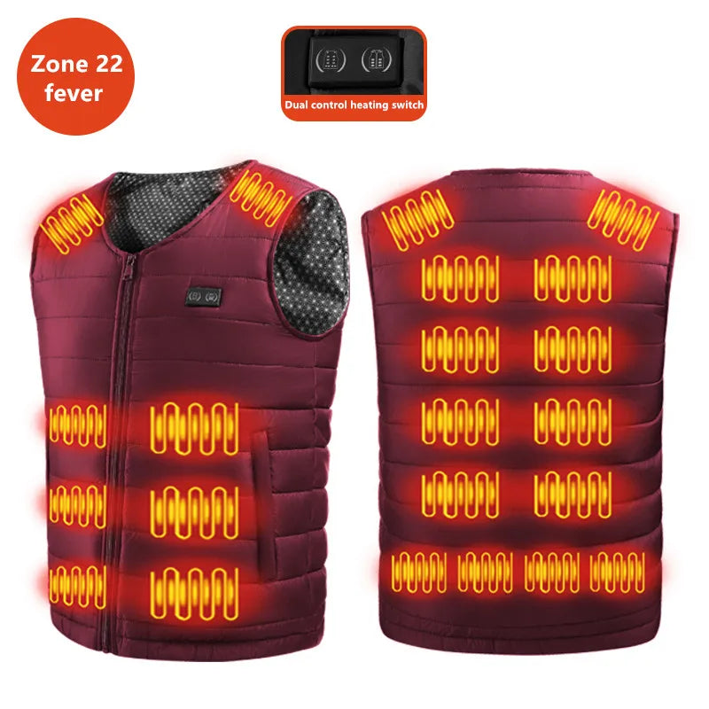 Unisex 22-Zone Heated Vest, V-Neck