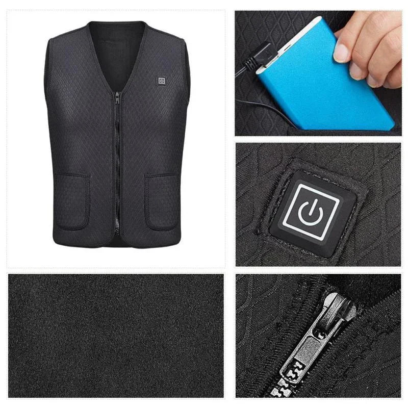USB Heated Jacket, 5/9 Zones, 3 Levels