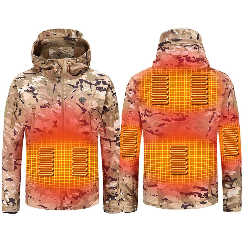 Hooded Heated Hunting Jacket, USB Smart