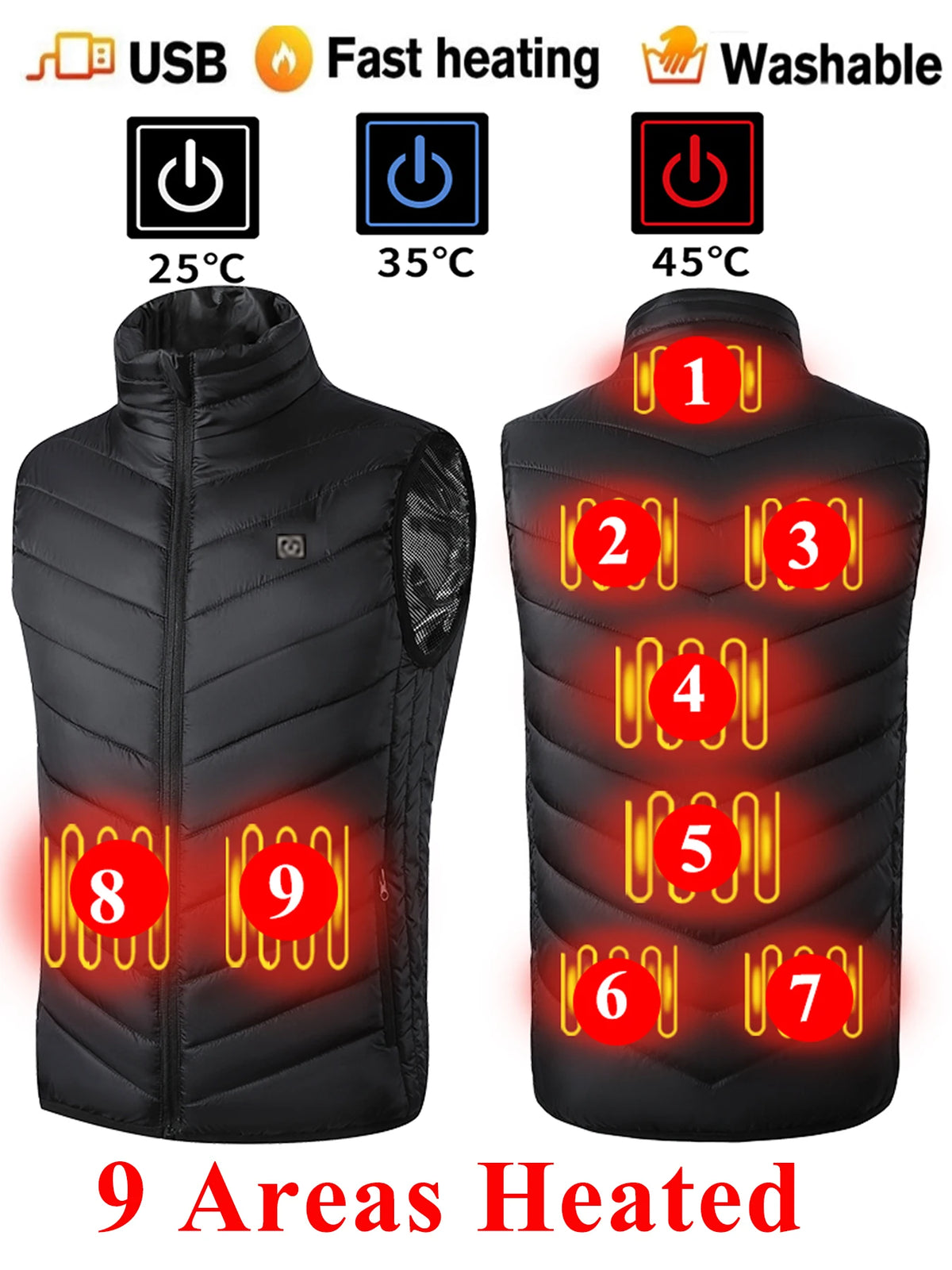 9-Zone USB Heated Vest, Sportswear