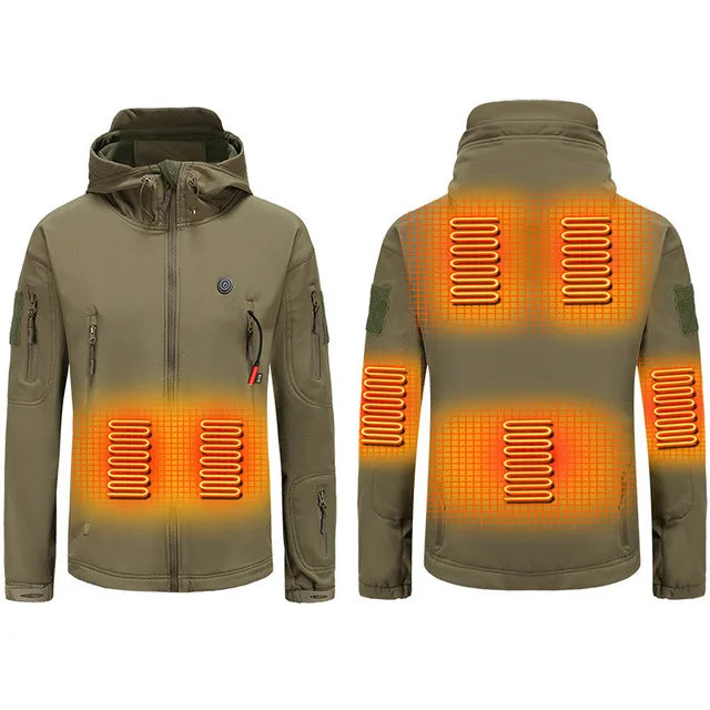 Hooded Heated Hunting Jacket, USB Smart