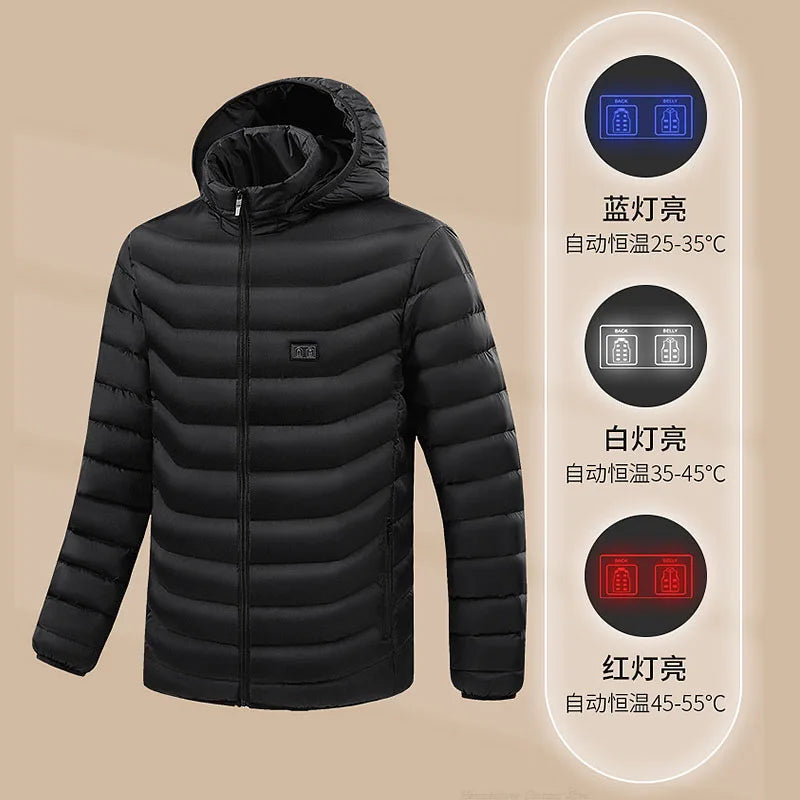 USB Heated Down Jacket, Up to 21 Zones