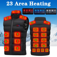 23-Zone Heated Cotton Vest, V-Neck, M-7XL