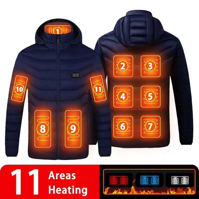 USB Heated Down Jacket, Up to 21 Zones