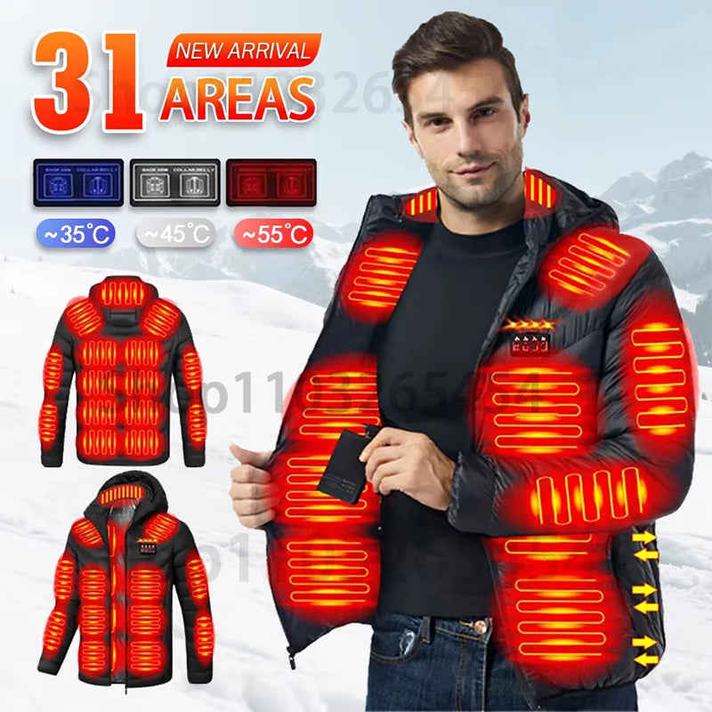Waterproof USB Heated Jacket, Up to 31 Zones