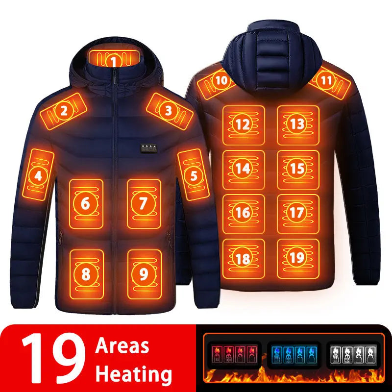 USB Heated Down Jacket, Up to 21 Zones