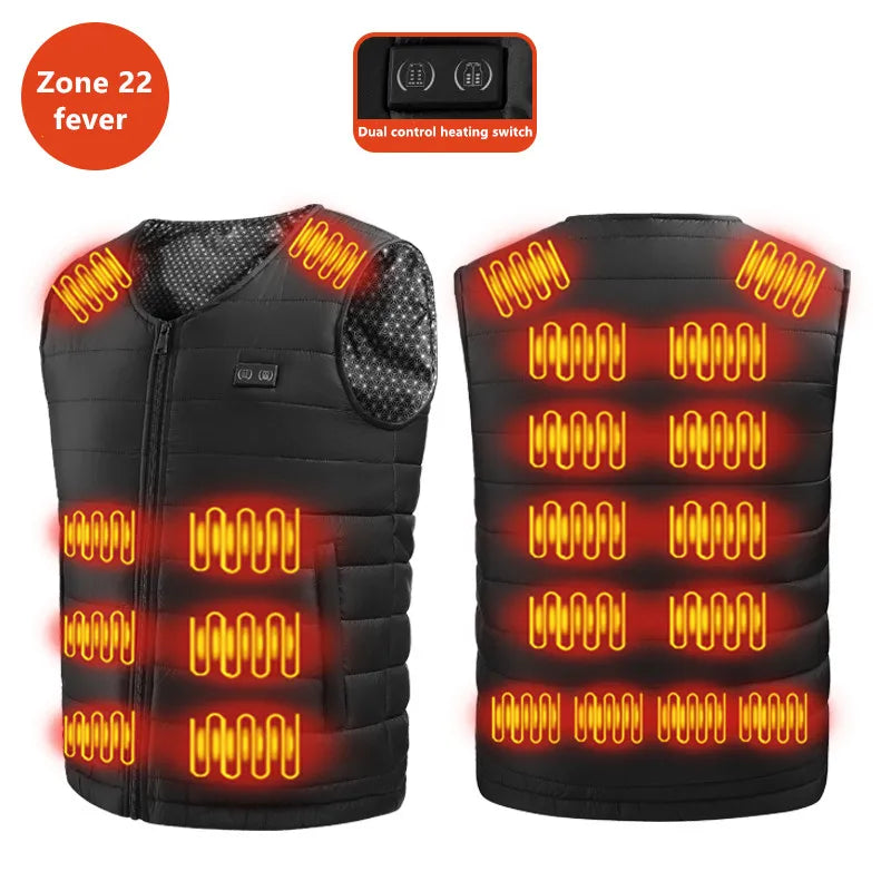 Unisex 22-Zone Heated Vest, V-Neck