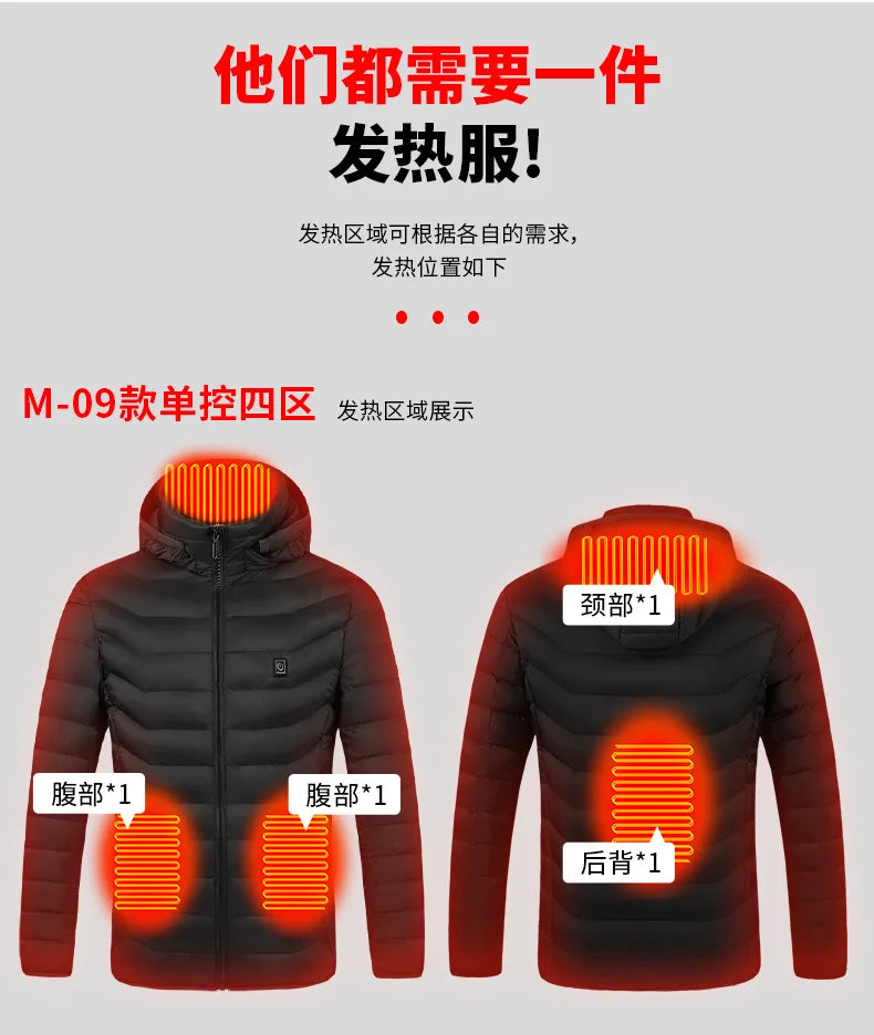 Waterproof USB Heated Jacket, Up to 31 Zones