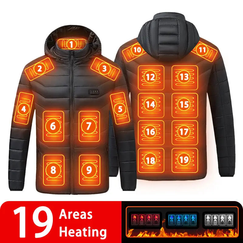 USB Heated Down Jacket, Up to 21 Zones
