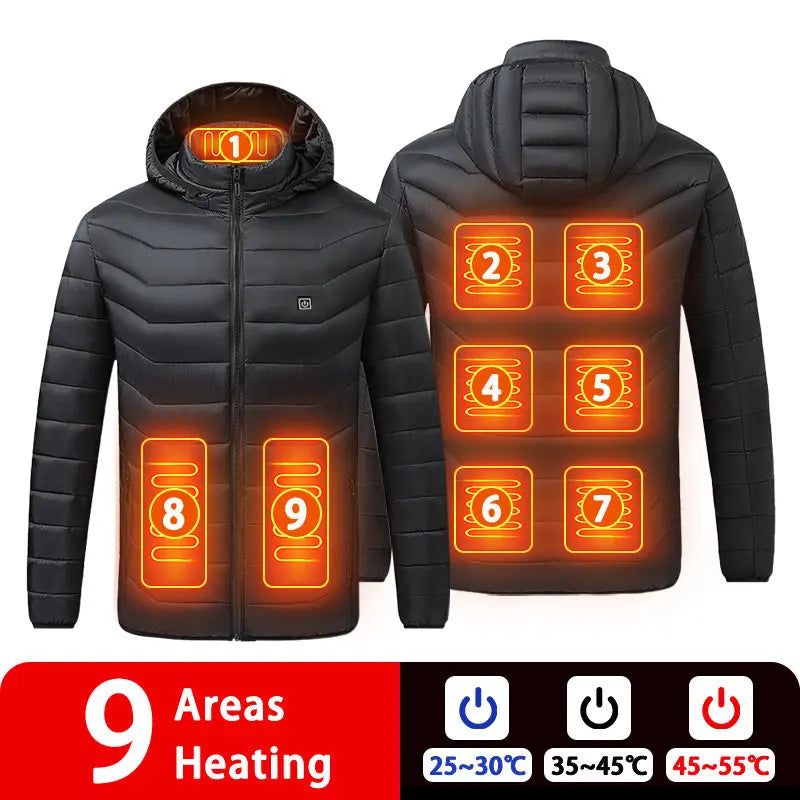 USB Heated Down Jacket, Up to 21 Zones