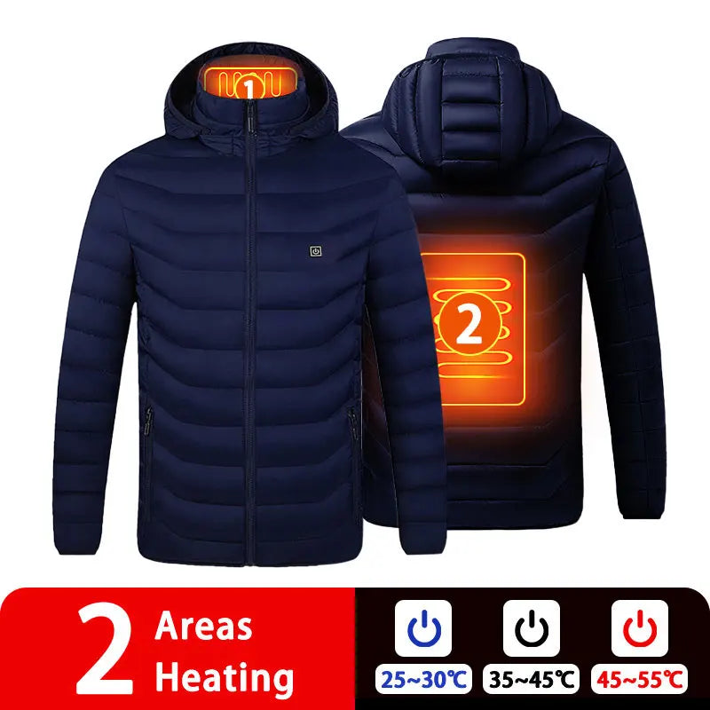 USB Heated Down Jacket, Up to 21 Zones