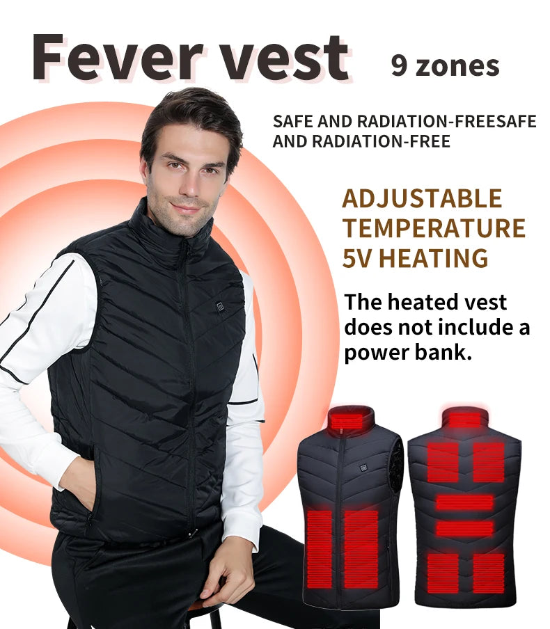 Smart Heated Vest, Up to 27 Zones, USB