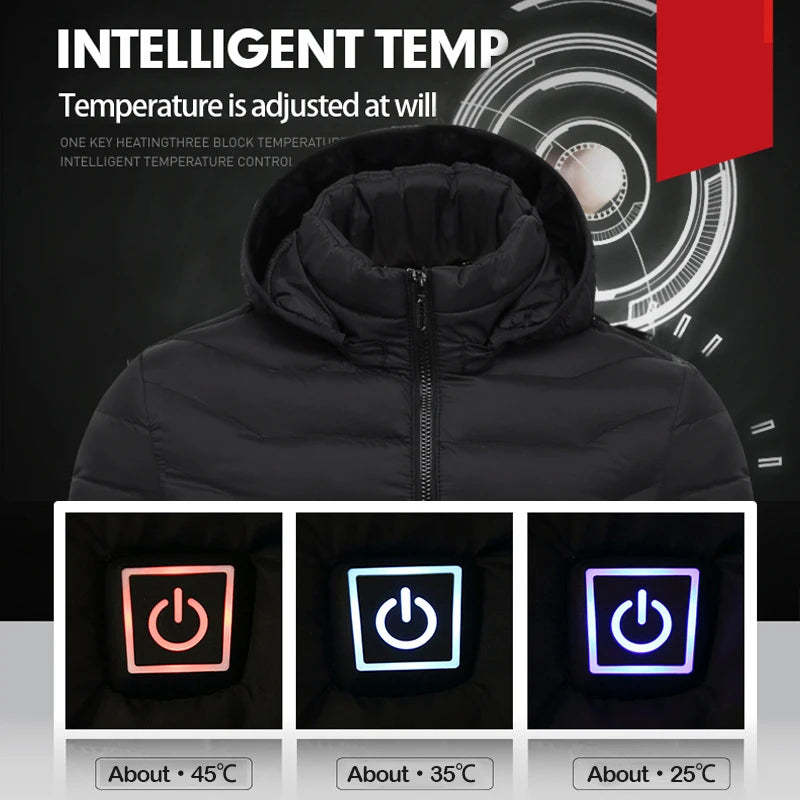 USB Heated Jacket Hoodie, Up to 31 Zones