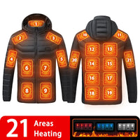 USB Heated Down Jacket, Up to 21 Zones