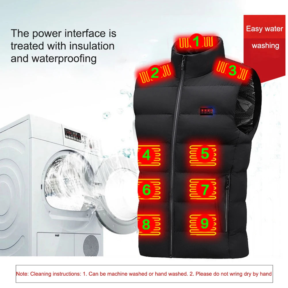 23-Zone Heated Cotton Vest, V-Neck, M-7XL