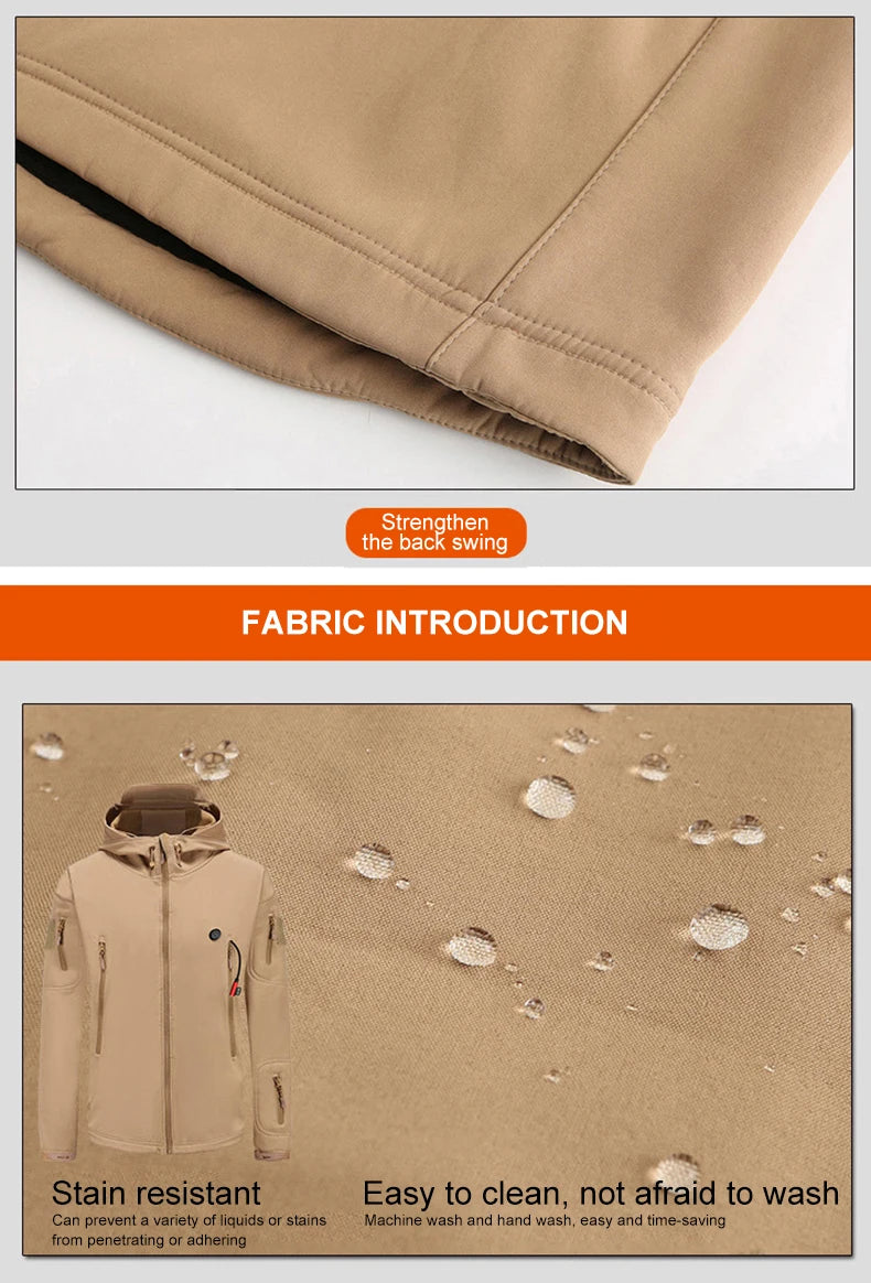 Hooded Heated Hunting Jacket, USB Smart
