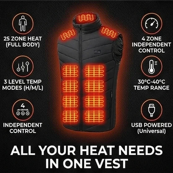 Smart Heated Vest, 21 Zones, 3 Heat Levels