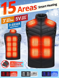 Smart Heated Vest, Up to 15 Zones, 3 Temps