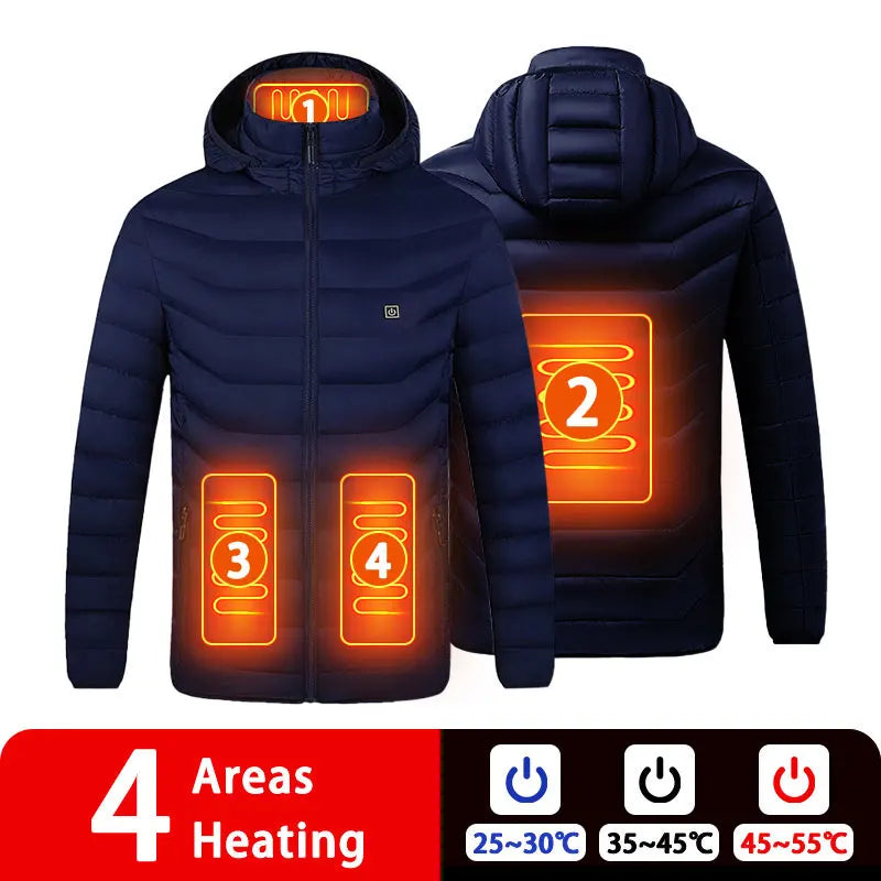 USB Heated Down Jacket, Up to 21 Zones