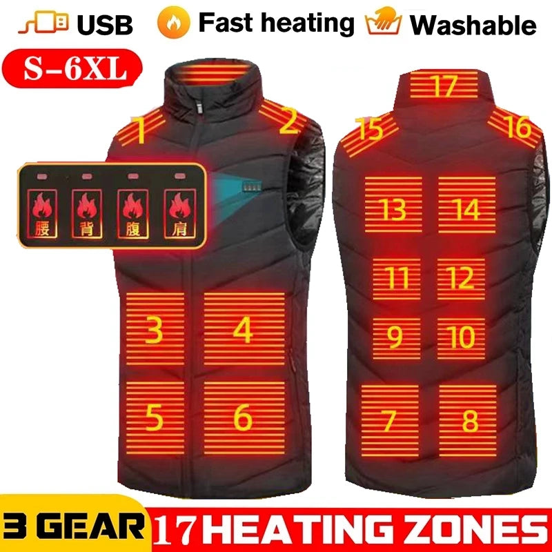 USB Heated Vest, 17-Zone Infrared, Men's