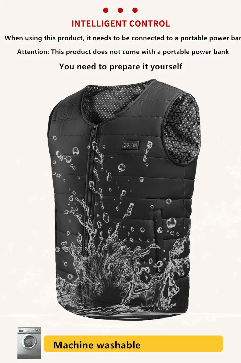Unisex 22-Zone Heated Vest, V-Neck