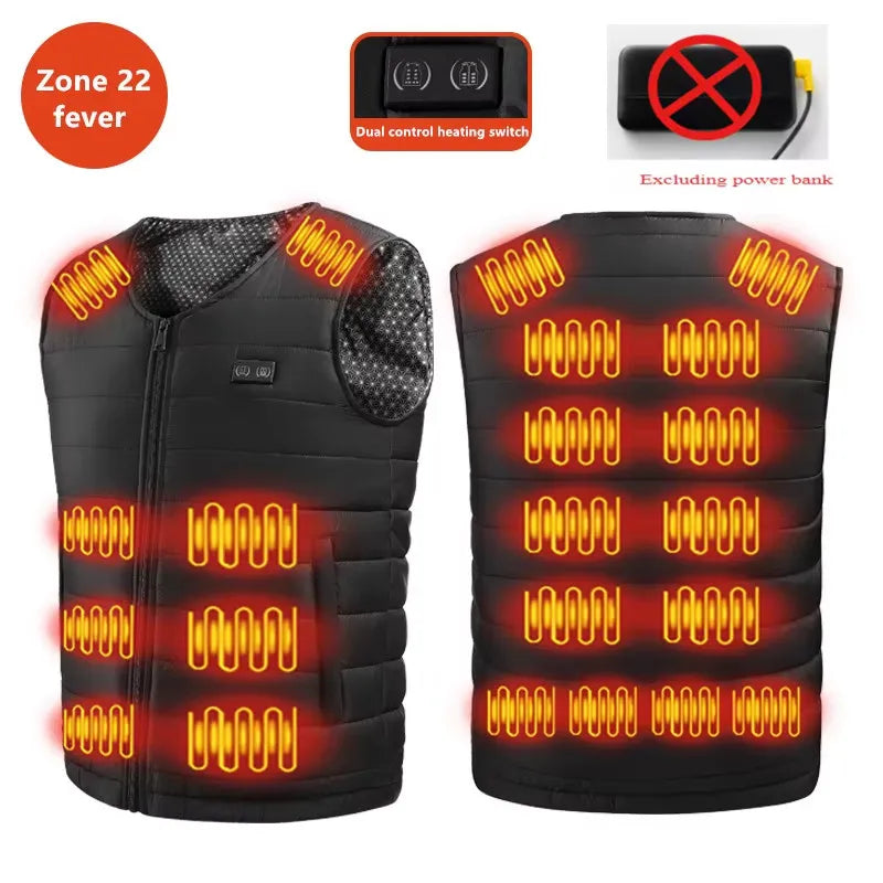 Unisex 22-Zone Heated Vest, V-Neck