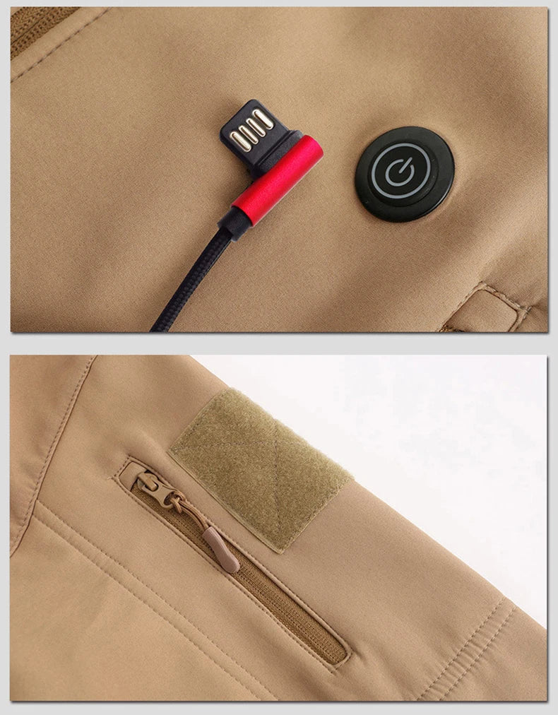 Hooded Heated Hunting Jacket, USB Smart