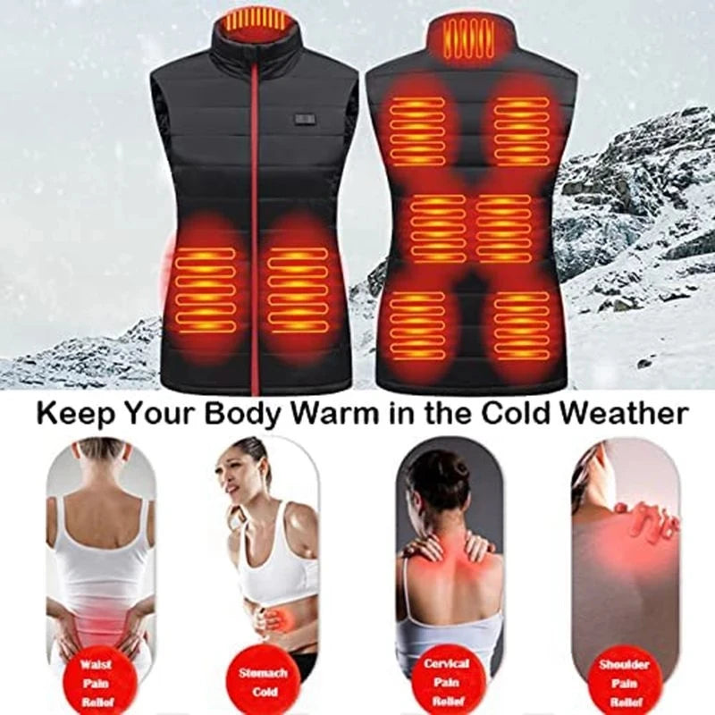 Women's Graphene Heated Vest, 4/9 Zones, USB