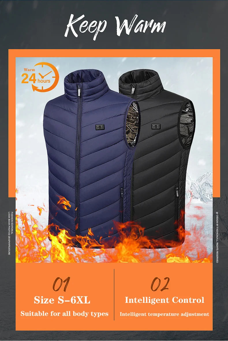 Electric Heated Bodywarmer Vest, 17 Zones