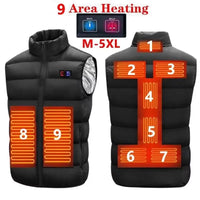 Graphene Heated Vest, 9 Zones, USB, Camping