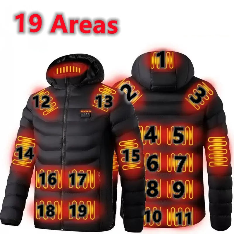 USB Heated Down Jacket, Up to 21 Zones