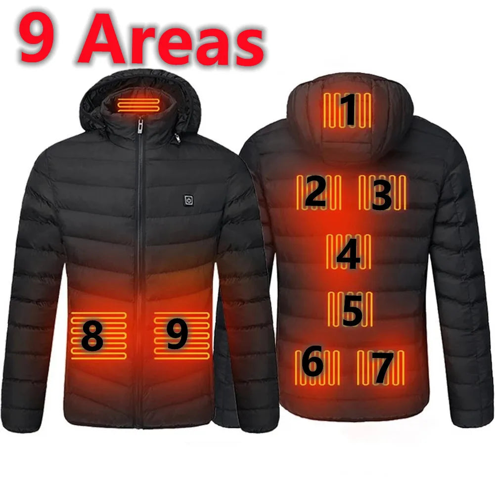 USB Heated Down Jacket, Up to 21 Zones