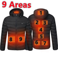 USB Heated Down Jacket, Up to 21 Zones