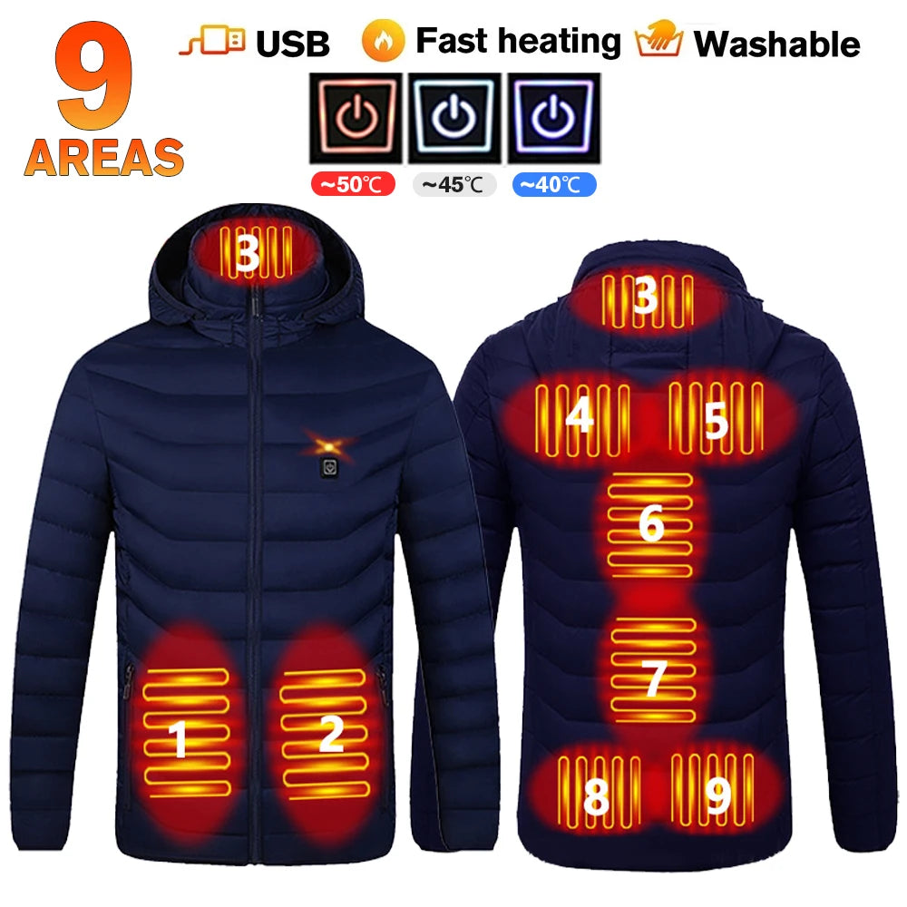 USB Heated Jacket Hoodie, Up to 31 Zones