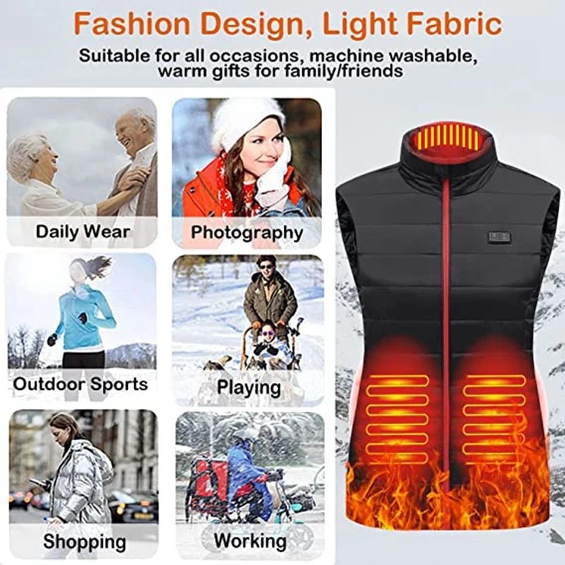 Women's Graphene Heated Vest, 4/9 Zones, USB
