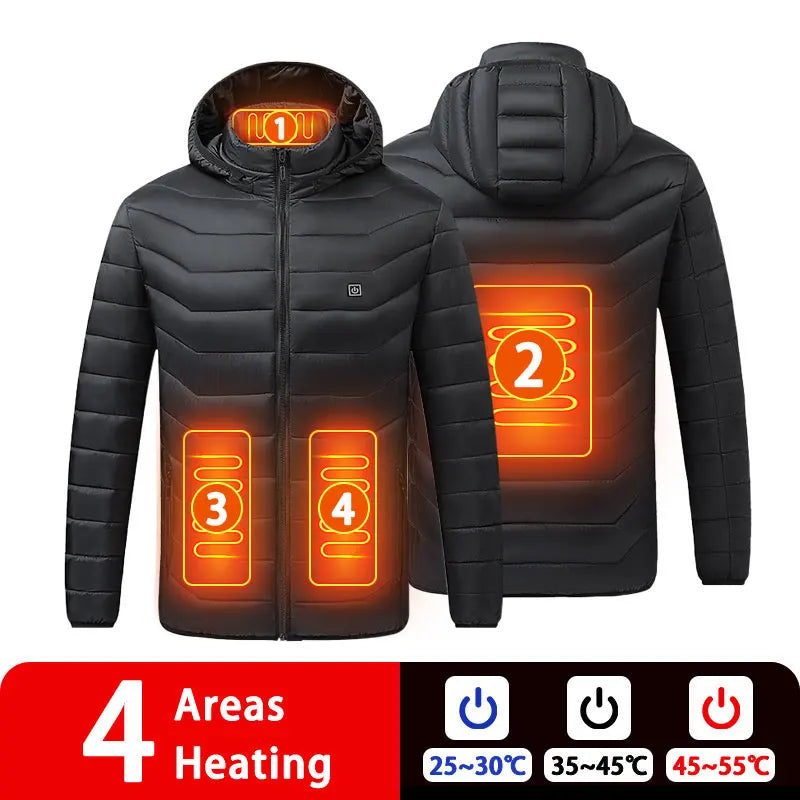USB Heated Down Jacket, Up to 21 Zones