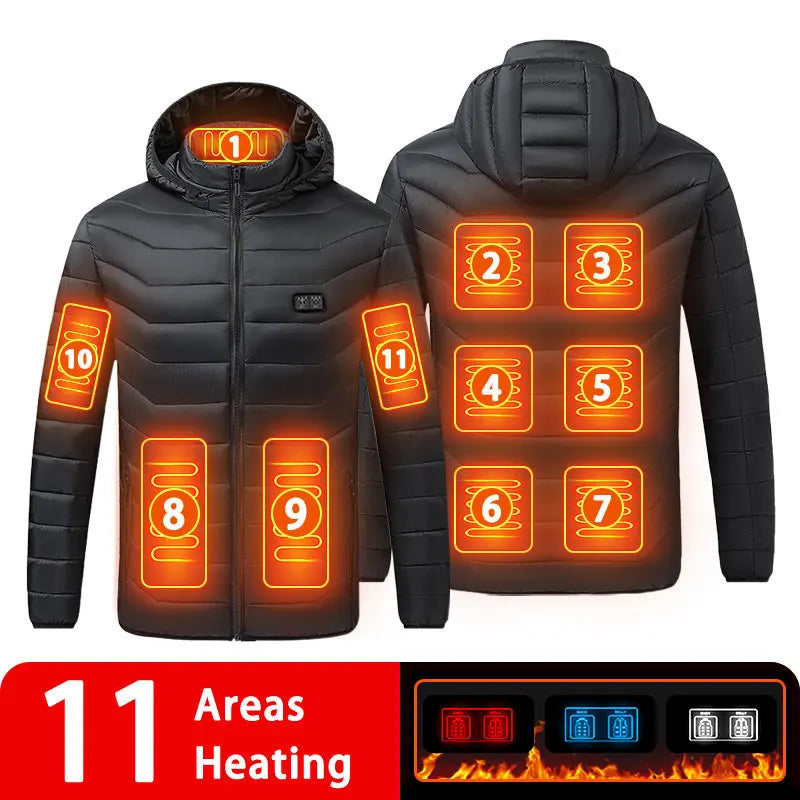 USB Heated Down Jacket, Up to 21 Zones