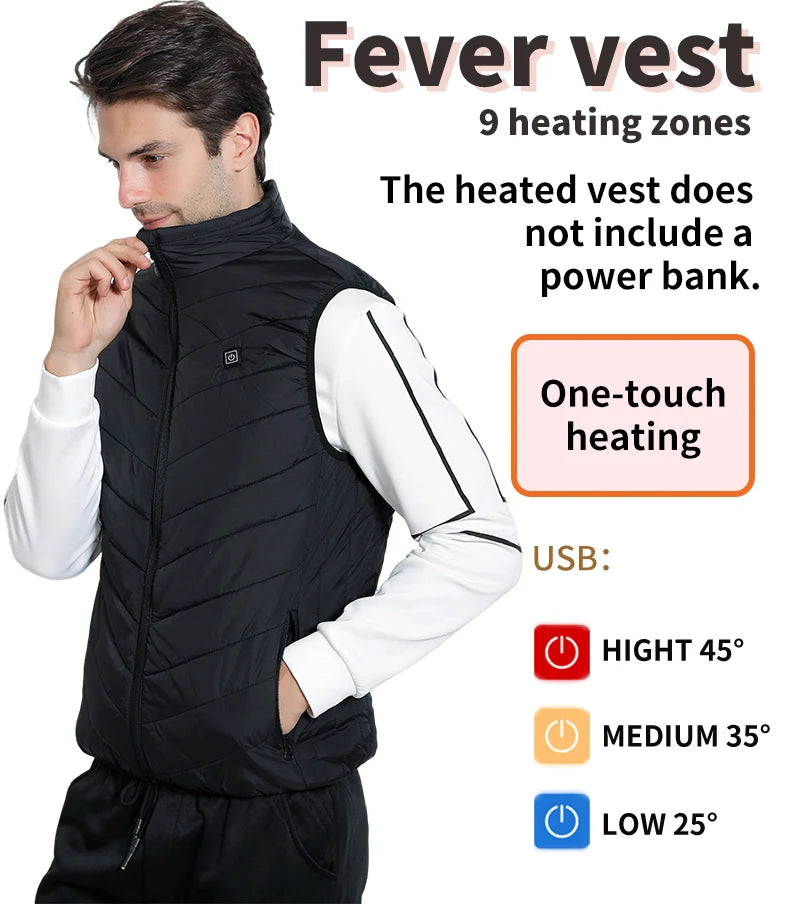 Smart Heated Vest, Up to 27 Zones, USB