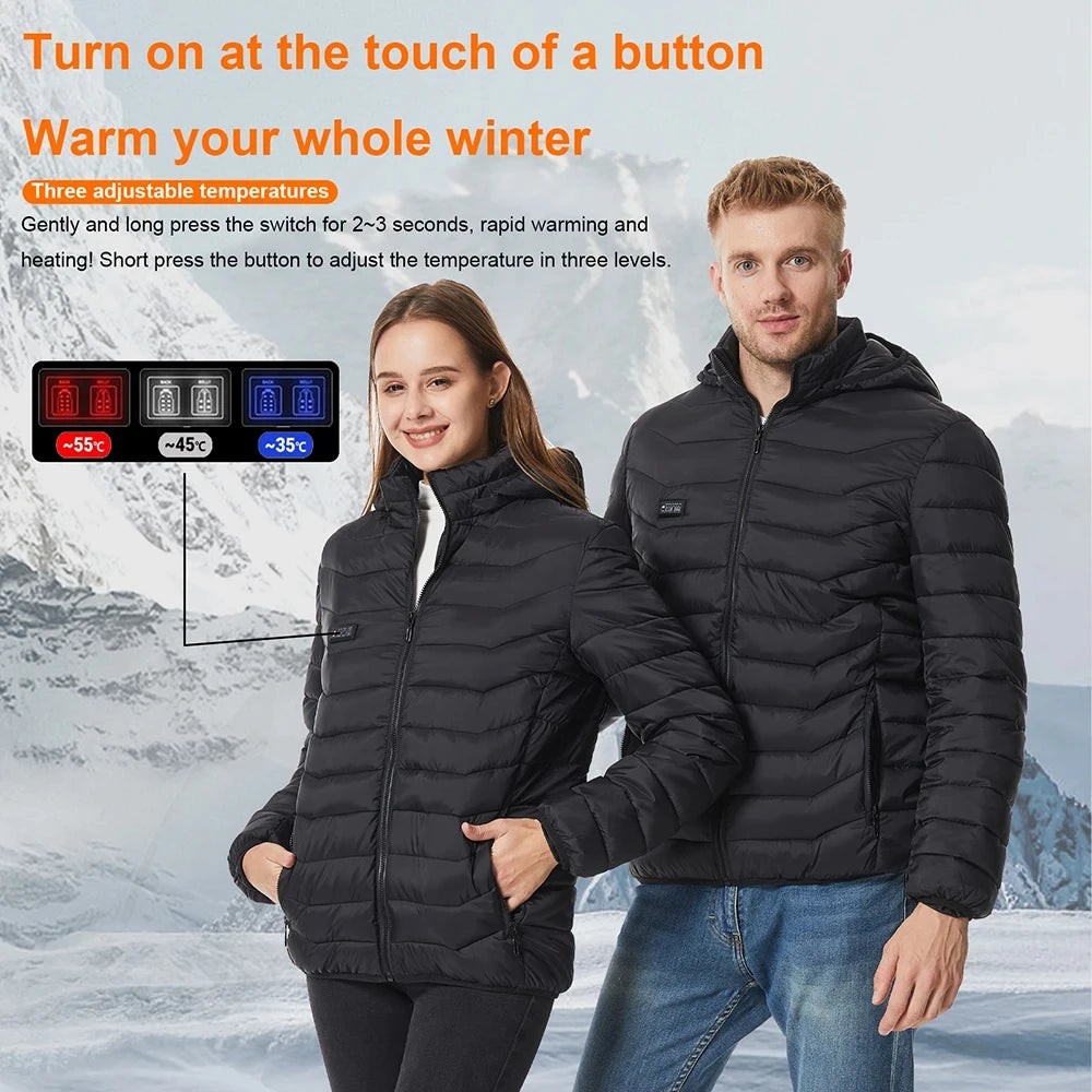 USB Heated Jacket Hoodie, Up to 31 Zones