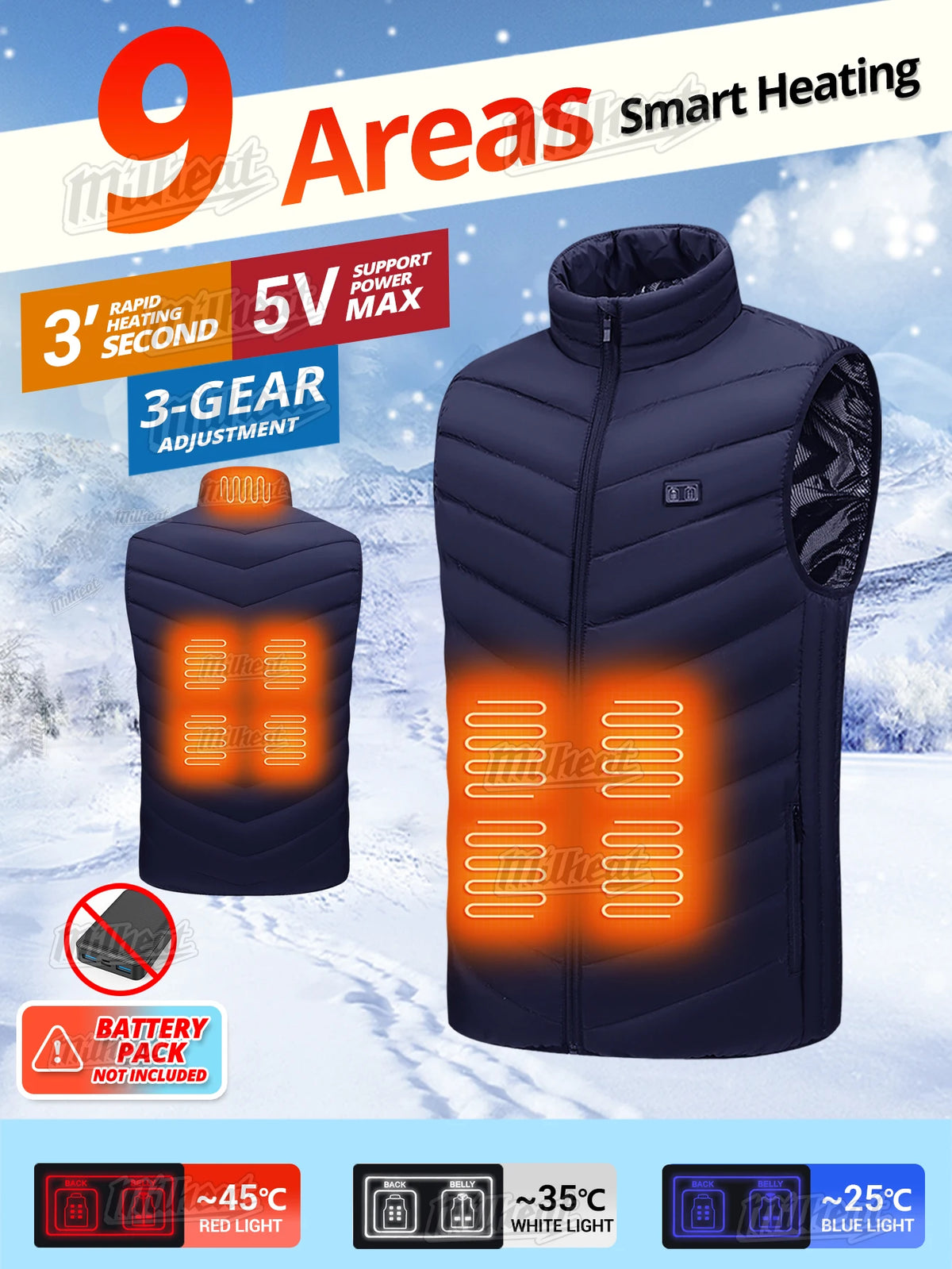 Smart Heated Vest, Up to 15 Zones, 3 Temps
