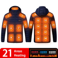 USB Heated Down Jacket, Up to 21 Zones