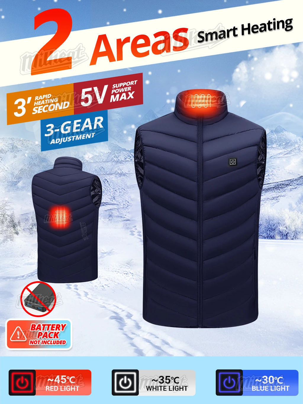 Smart Heated Vest, Up to 15 Zones, 3 Temps