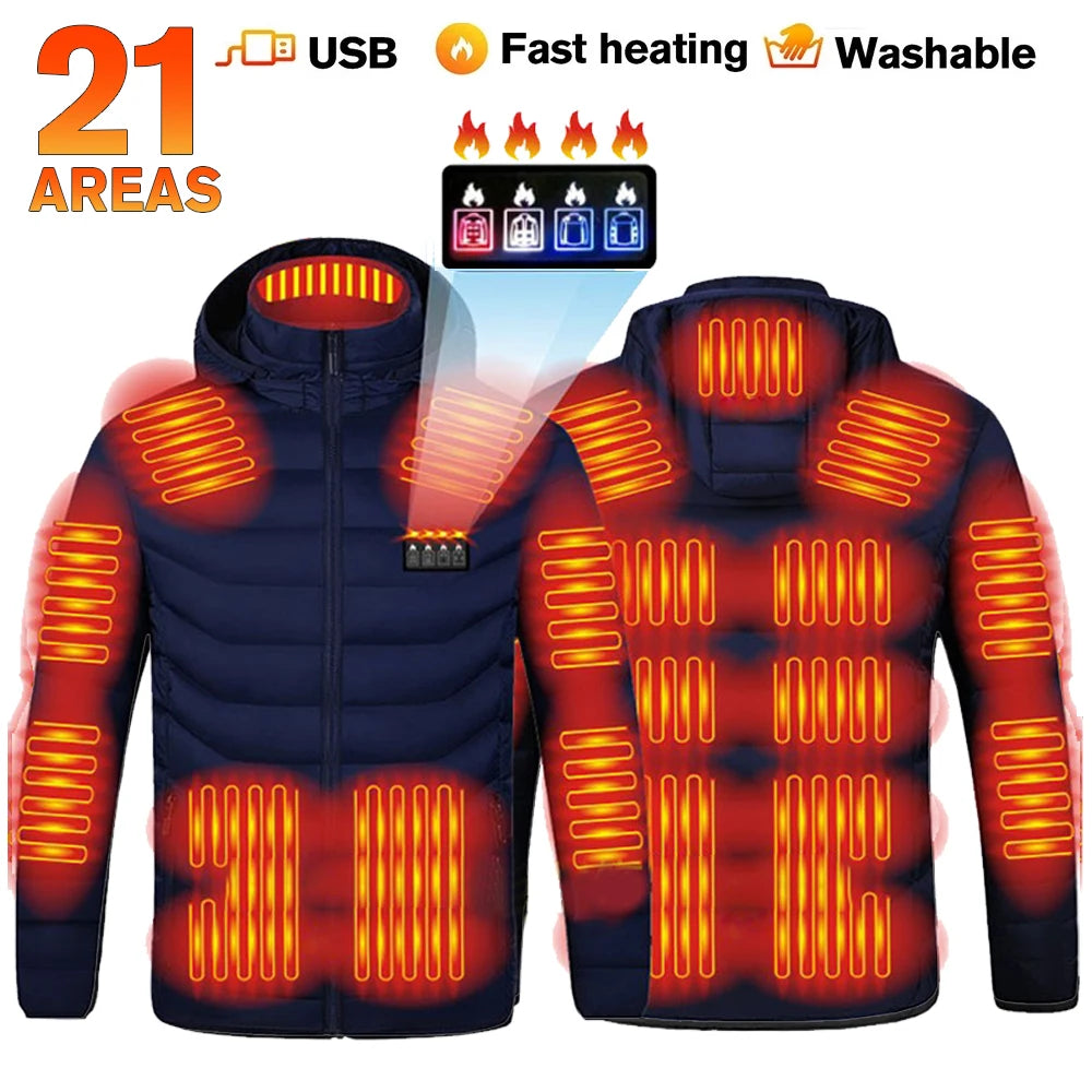 USB Heated Jacket Hoodie, Up to 31 Zones