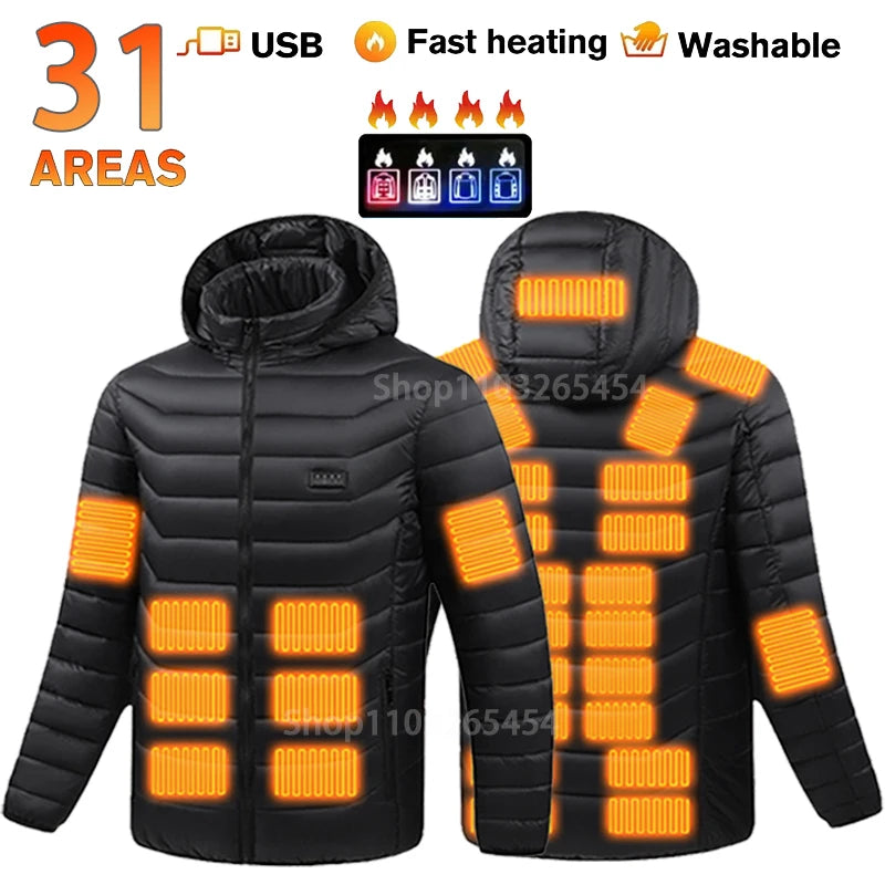 Waterproof USB Heated Jacket, Up to 31 Zones
