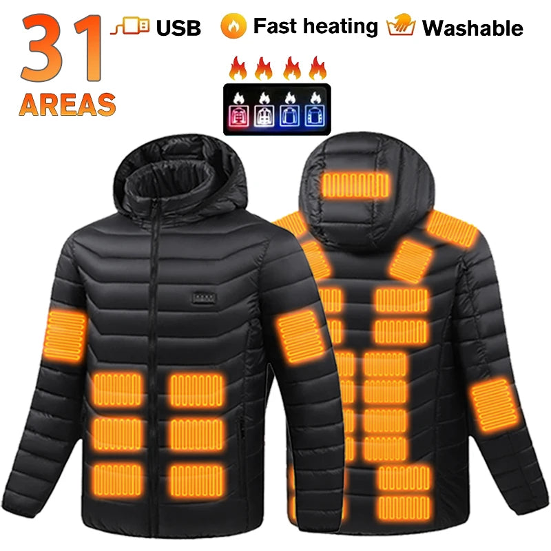 USB Heated Jacket Hoodie, Up to 31 Zones